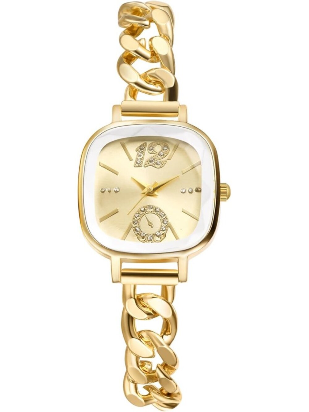 Women's Gold Analog Quartz Elegant Stainless Steel Square Bracelet Wrist Watch